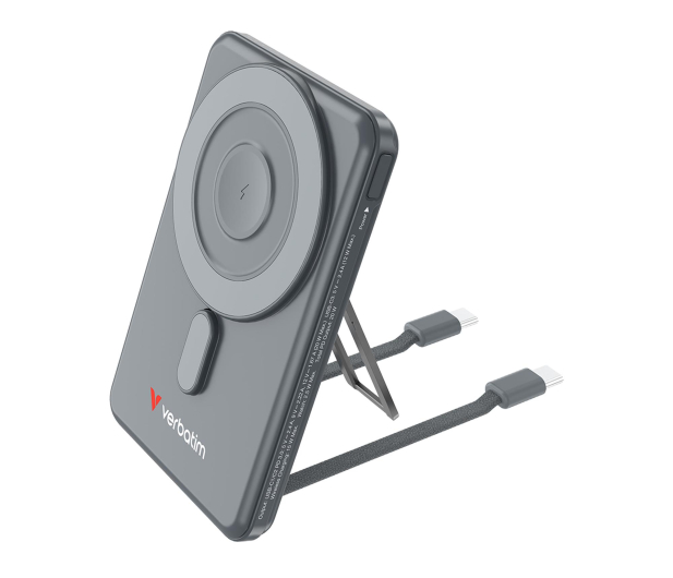 Verbatim Charge 'n' Go 2C Magnetic Wireless Charging 5000mAh Grey - 1484100 - zdjęcie